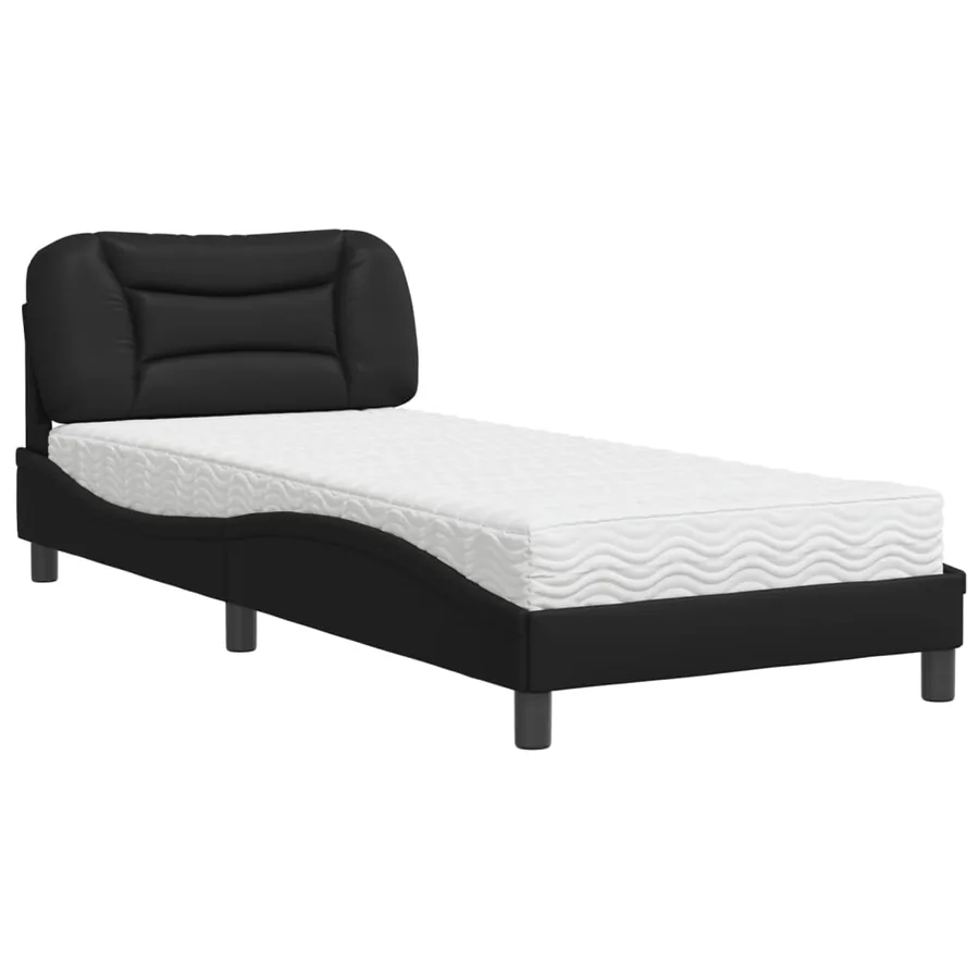 Lit avec matelas Hvar noir 90x190 cm similicuir - 2