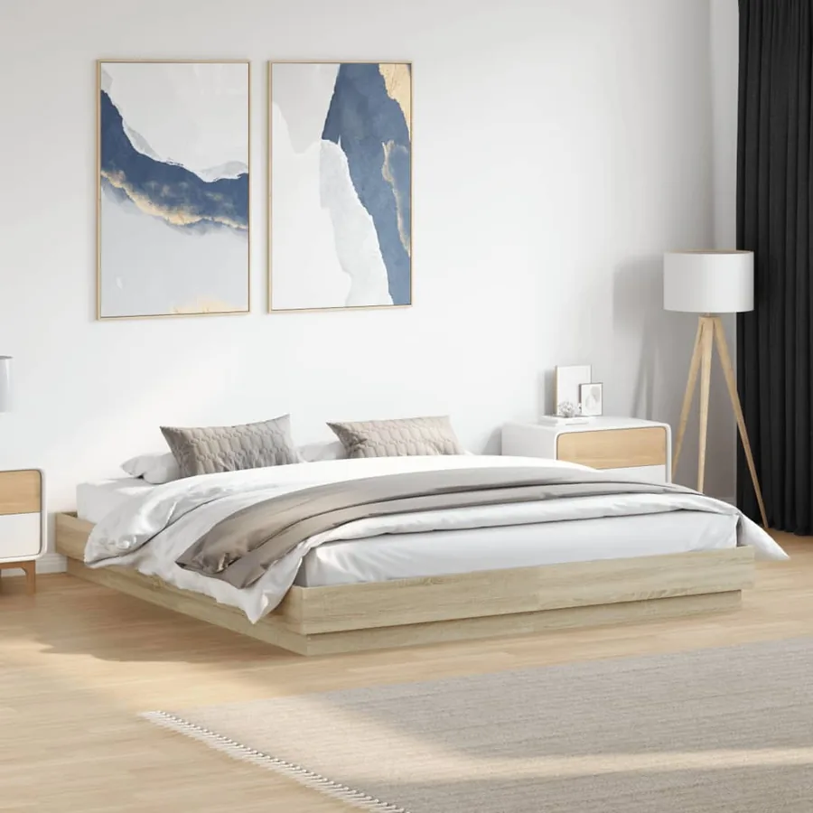 Cadre de lit sans matelas chêne sonoma 200x200 cm