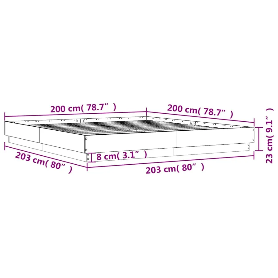 Cadre de lit sans matelas chêne sonoma 200x200 cm - 9