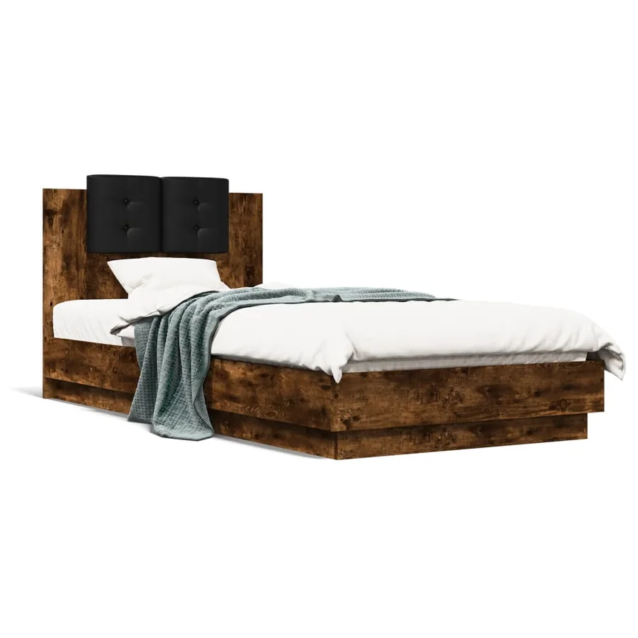 Cadre de lit sans matelas chêne fumé 100x200 cm - 2