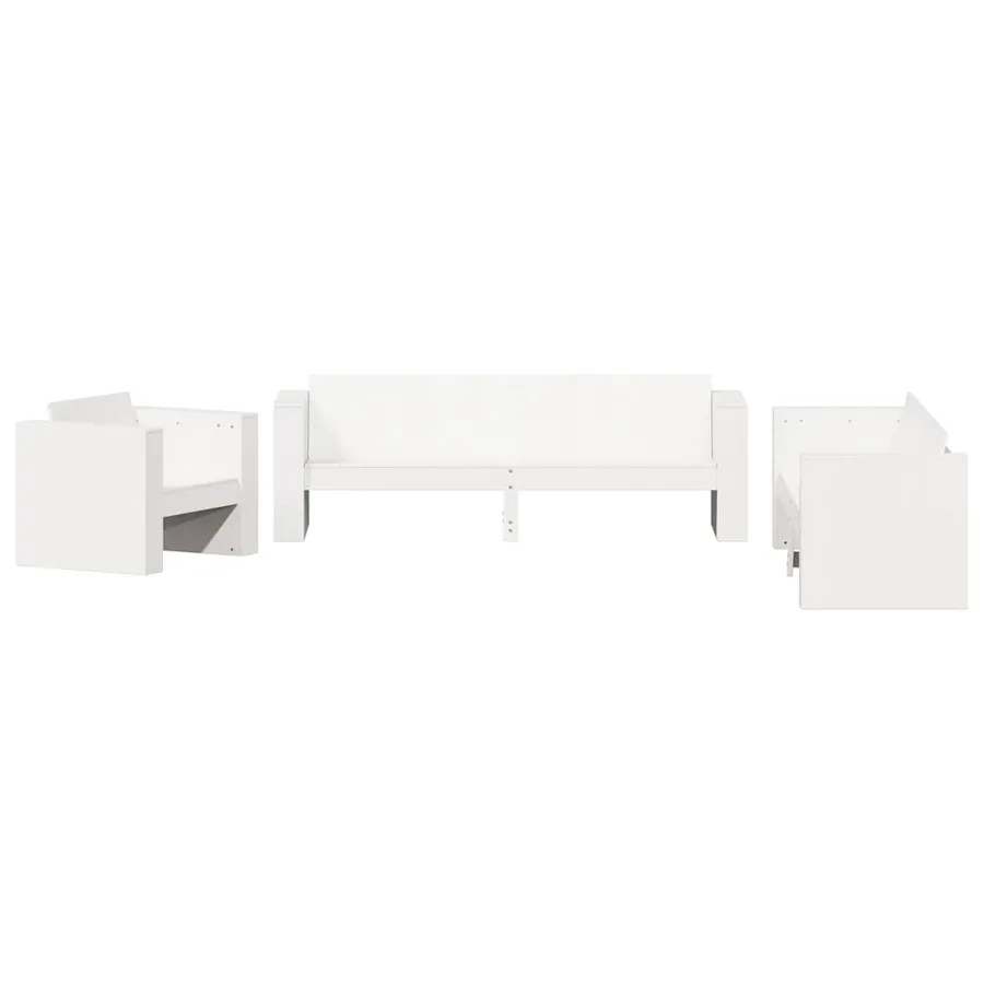 Salon de jardin 2 pcs blanc bois de pin massif - 2