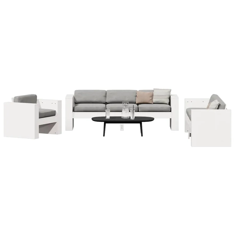 Salon de jardin 2 pcs blanc bois de pin massif - 3