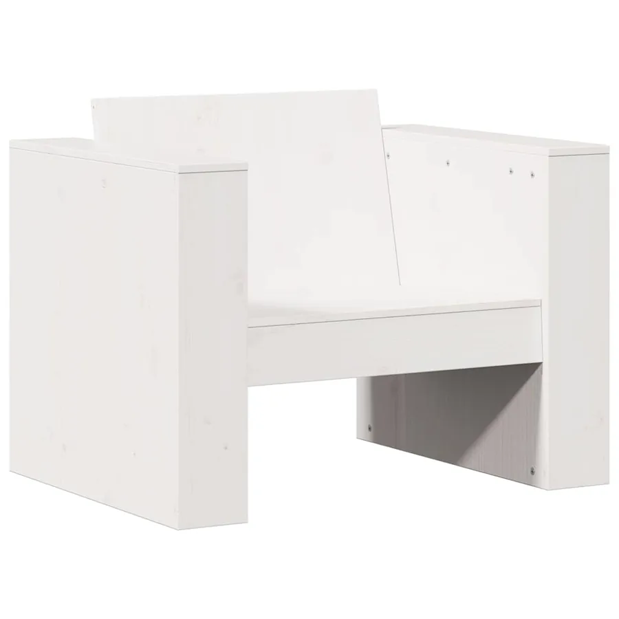 Salon de jardin 2 pcs blanc bois de pin massif - 4