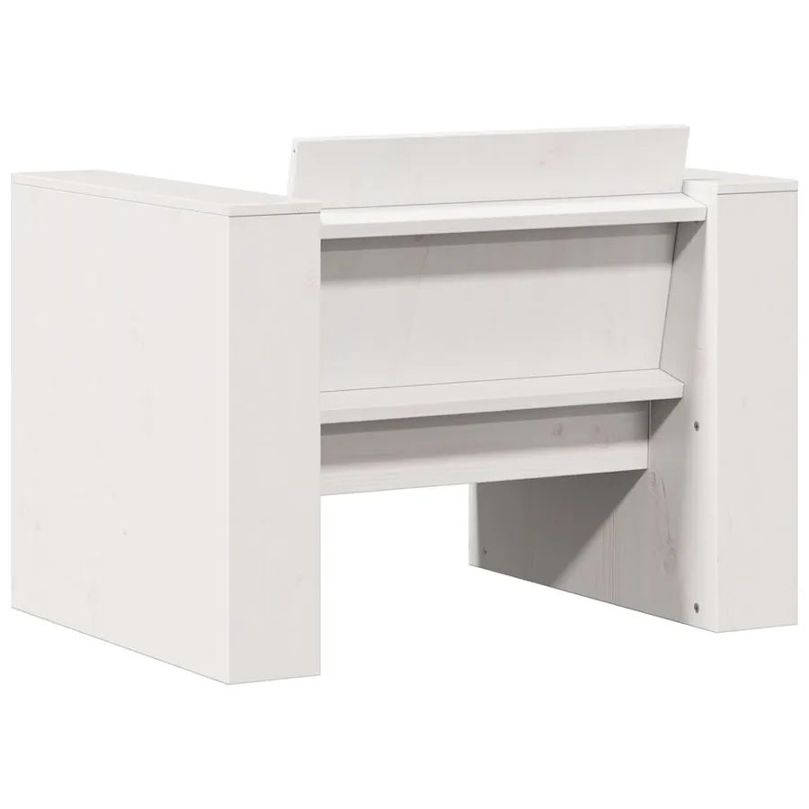 Salon de jardin 2 pcs blanc bois de pin massif - 7