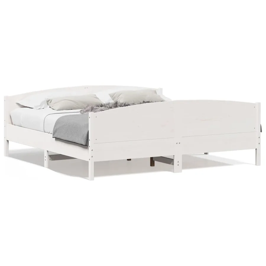 Cadre de lit sans matelas blanc 200x200 cm bois massif de pin - 2