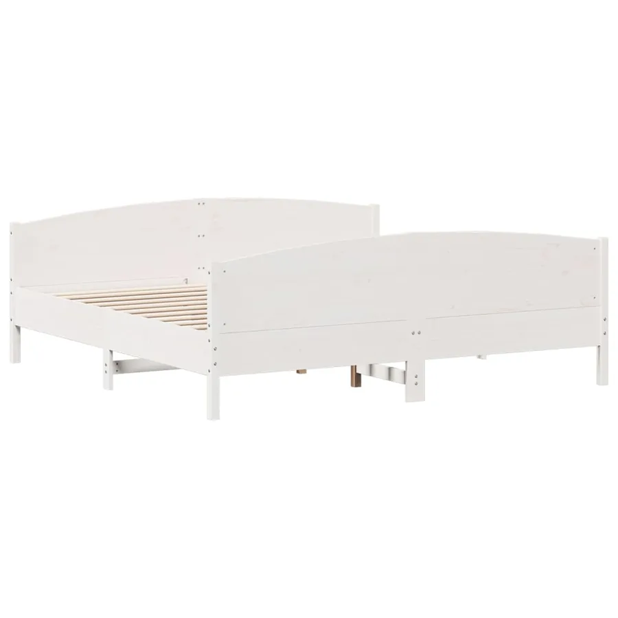 Cadre de lit sans matelas blanc 200x200 cm bois massif de pin - 3