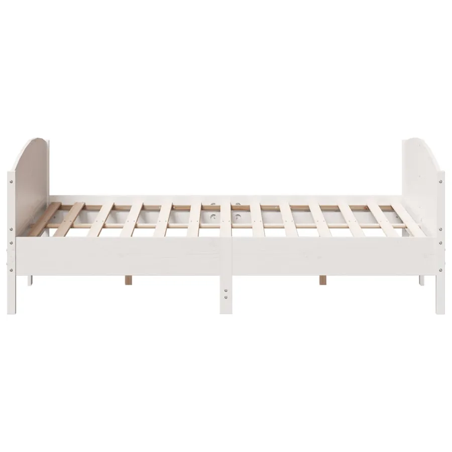 Cadre de lit sans matelas blanc 200x200 cm bois massif de pin - 5