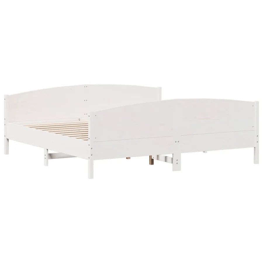Cadre de lit sans matelas blanc 200x200 cm bois massif de pin - 6