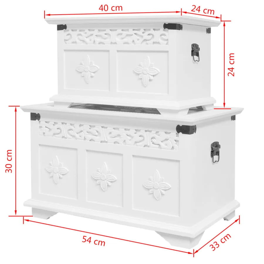 Ensemble de deux coffres de rangement Blanc - 6