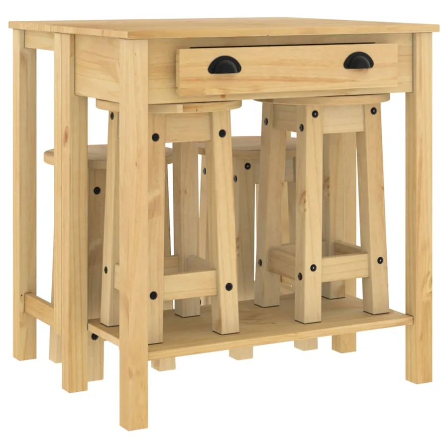 Ensemble de bar 5 pcs Bois de pin massif - 2