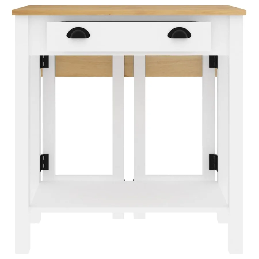 Ensemble de bar 5 pcs Blanc Bois de pin massif - 6