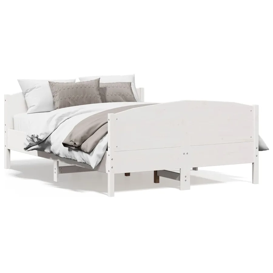 Cadre de lit sans matelas blanc 140x200 cm bois de pin massif - 2