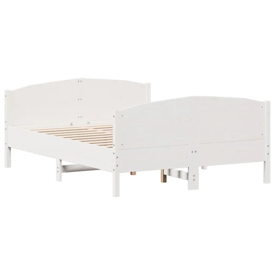 Cadre de lit sans matelas blanc 140x200 cm bois de pin massif - 3