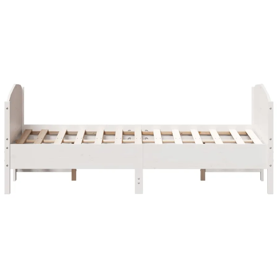 Cadre de lit sans matelas blanc 140x200 cm bois de pin massif - 5