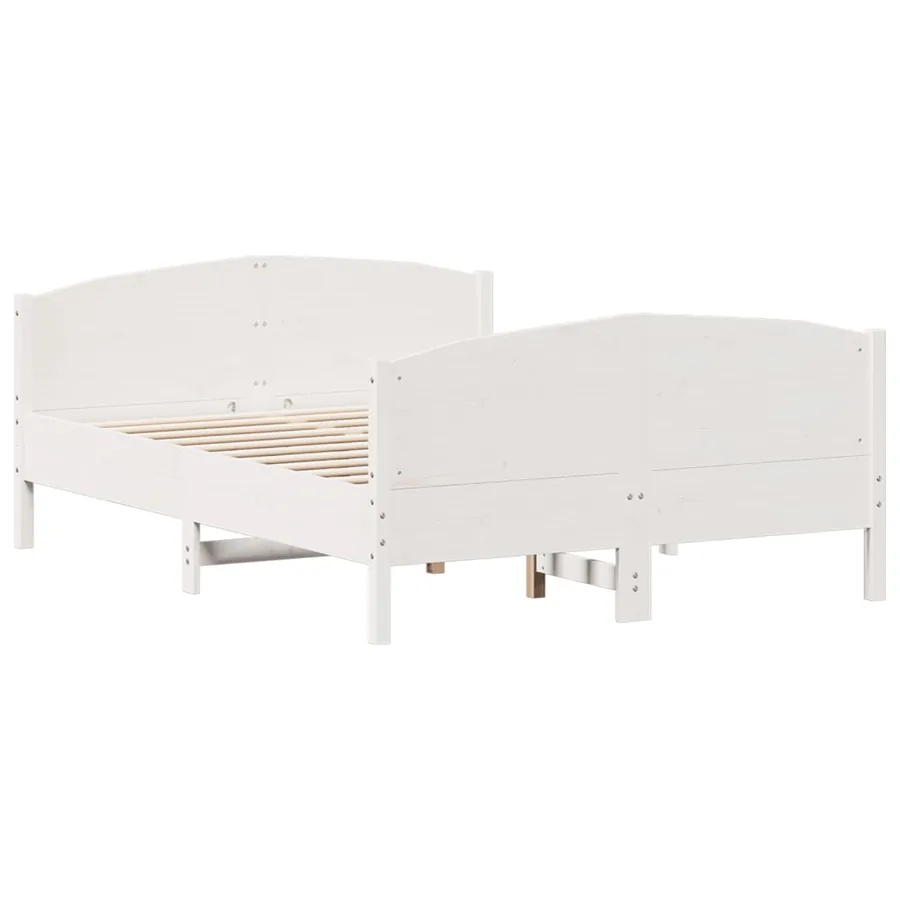 Cadre de lit sans matelas blanc 140x200 cm bois de pin massif - 6