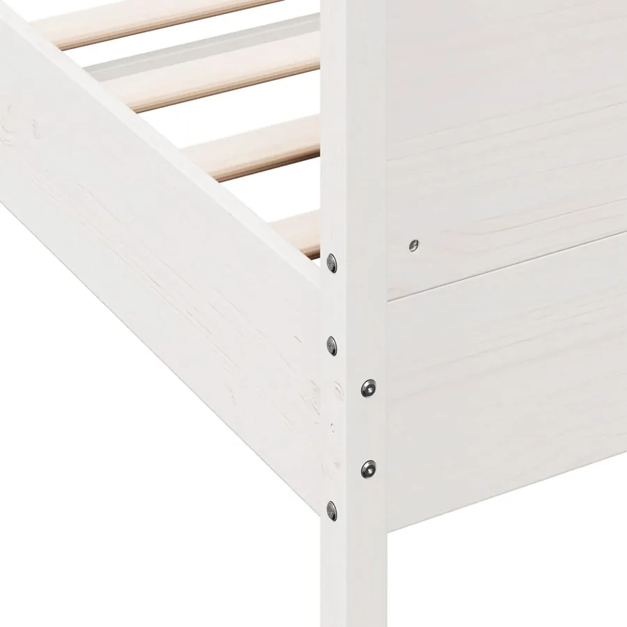 Cadre de lit sans matelas blanc 140x200 cm bois de pin massif - 7