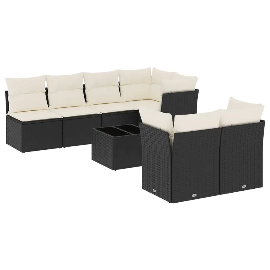 Salon de jardin 8 pcs avec coussins noir résine tressée - 2