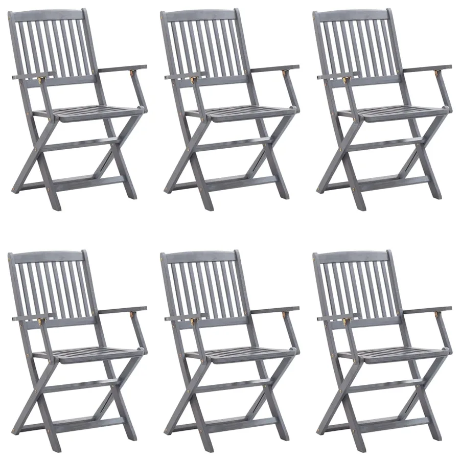 Chaises pliables d'extérieur lot de 6 et coussins Bois d'acacia - 2