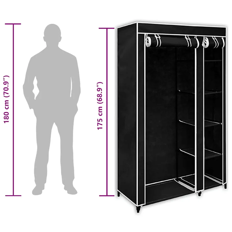 Garde-robe pliable Noir 110 x 45 x 175 cm - 9