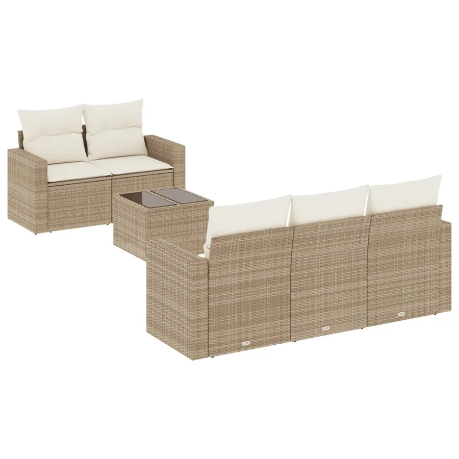 Salon de jardin avec coussins 6 pcs beige résine tressée - 2