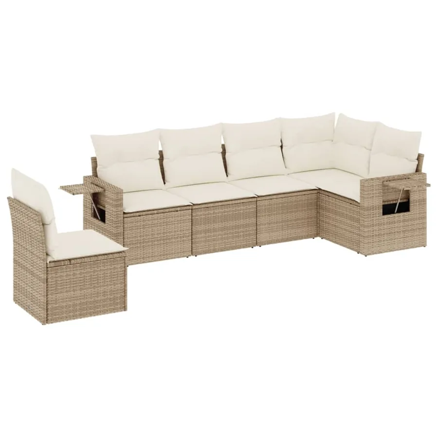 Salon de jardin avec coussins 6 pcs beige résine tressée - 2