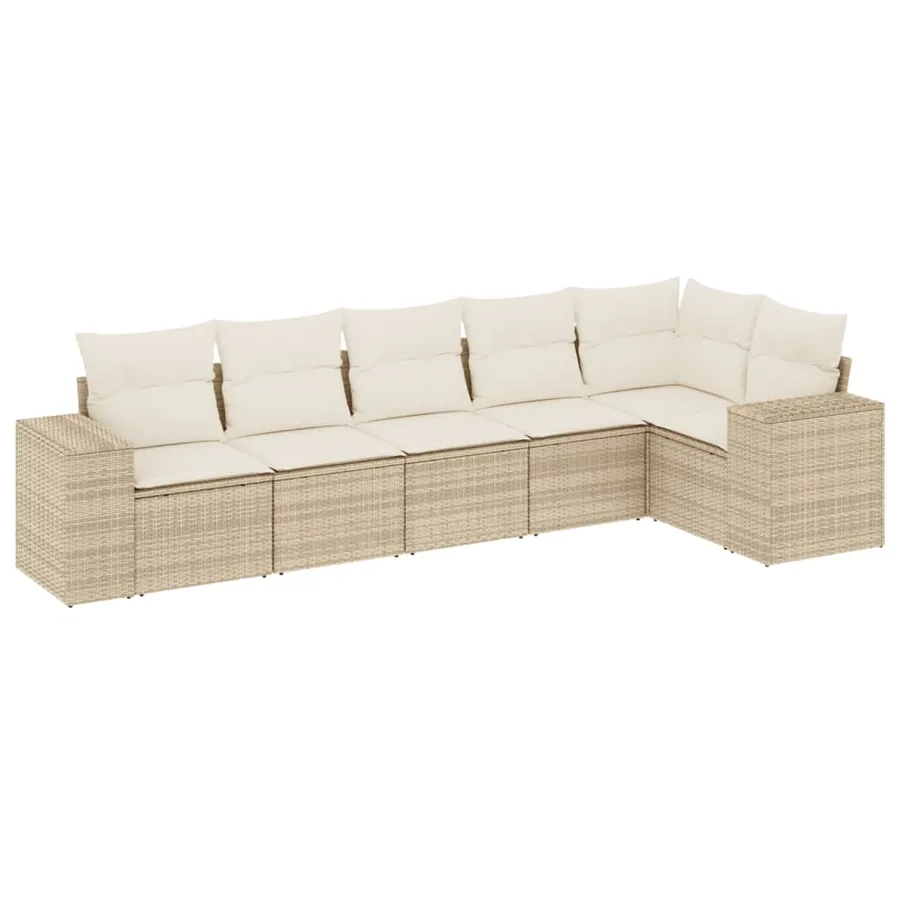 Salon de jardin avec coussins 6 pcs beige résine tressée - 2