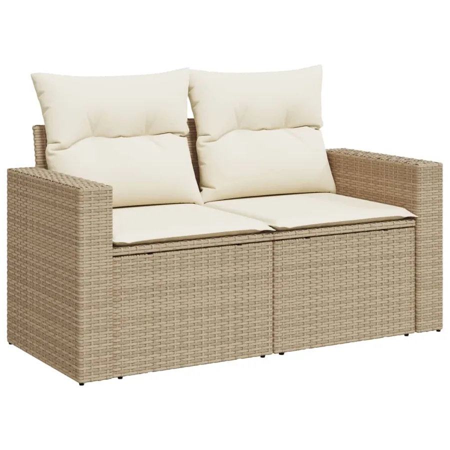 Salon de jardin avec coussins 6 pcs beige résine tressée - 10