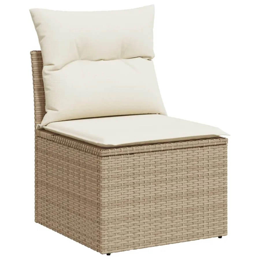 Salon de jardin avec coussins 6 pcs beige résine tressée - 8