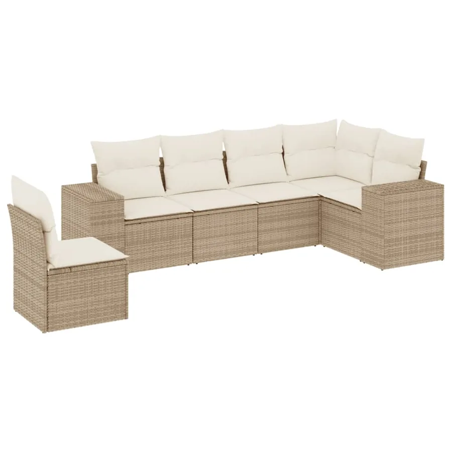 Salon de jardin avec coussins 6 pcs beige résine tressée - 2