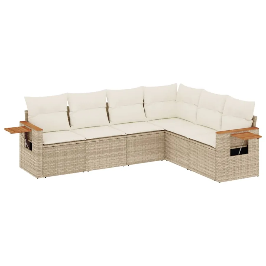 Salon de jardin avec coussins 6 pcs beige résine tressée - 2