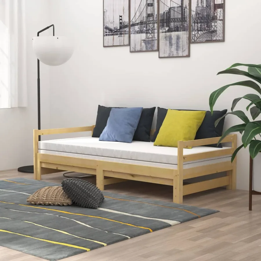 Lit coulissant 2x(90x200) cm Bois de pin massif - 3