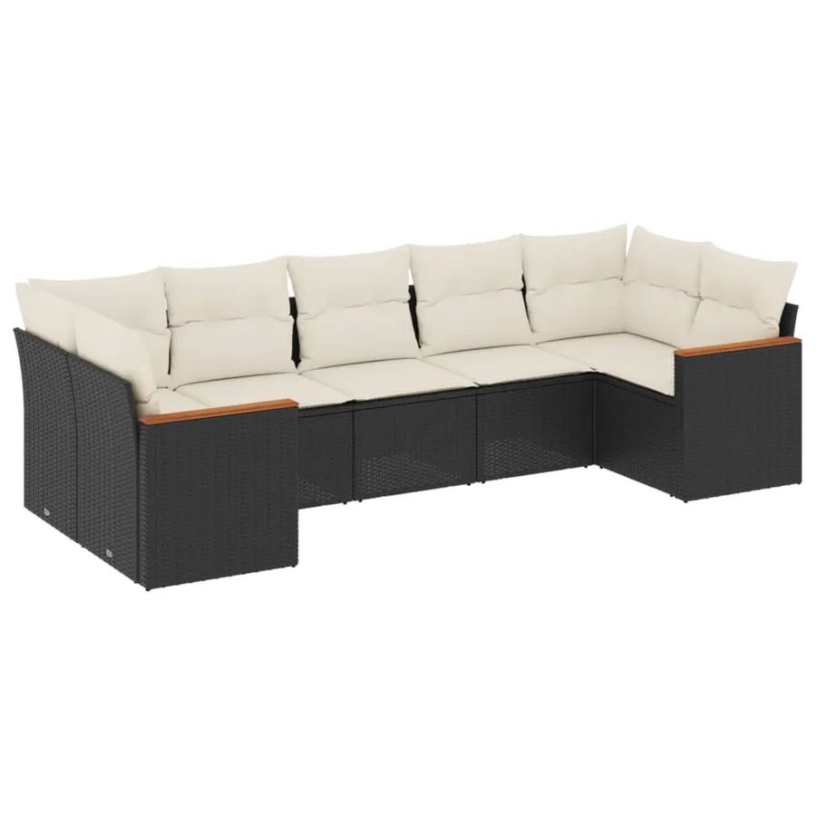 Salon de jardin 7 pcs avec coussins noir résine tressée 62 x 62 x 69 cm - 62,1 kg - 2