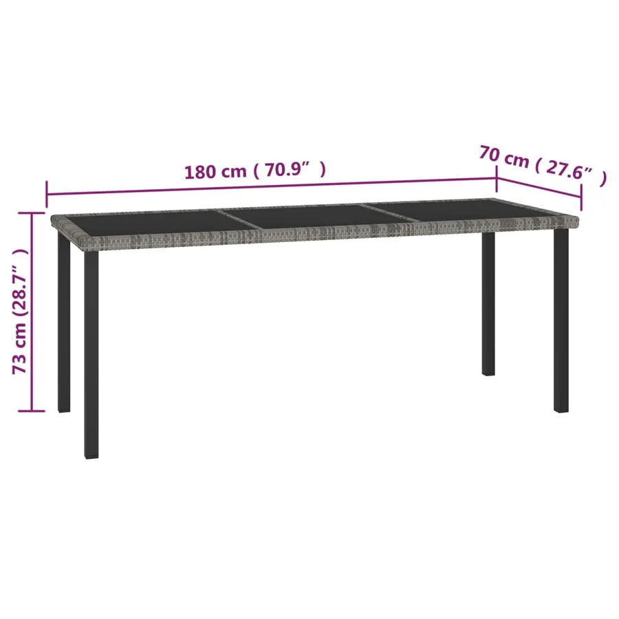 Ensemble à manger de jardin 7 pcs Résine tressée Gris - 11