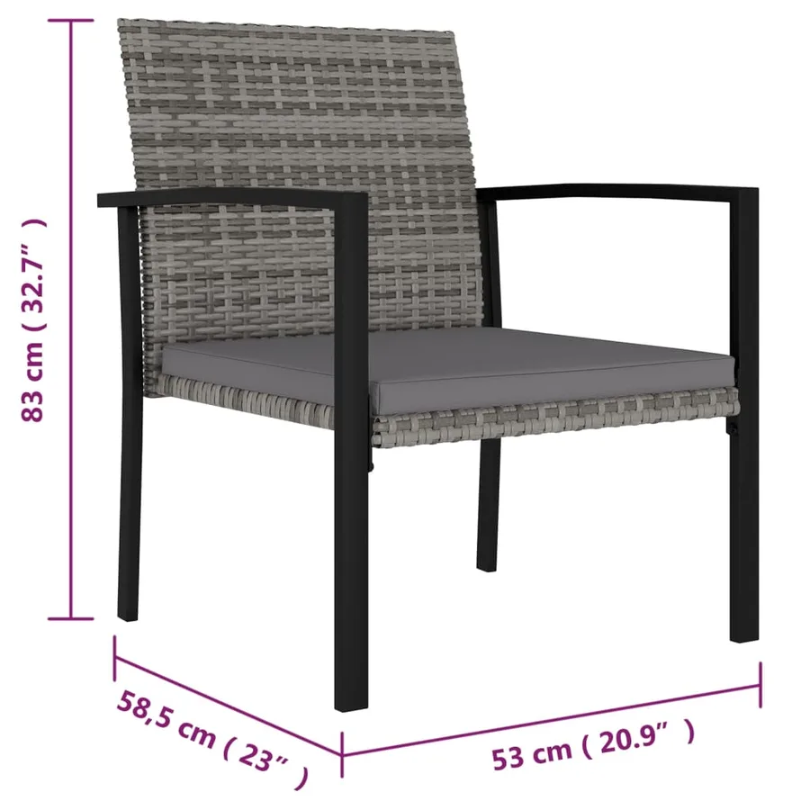 Ensemble à manger de jardin 7 pcs Résine tressée Gris - 12