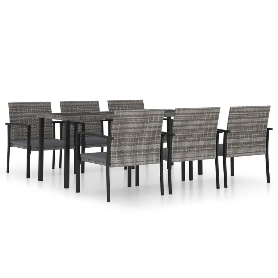 Ensemble à manger de jardin 7 pcs Résine tressée Gris - 2