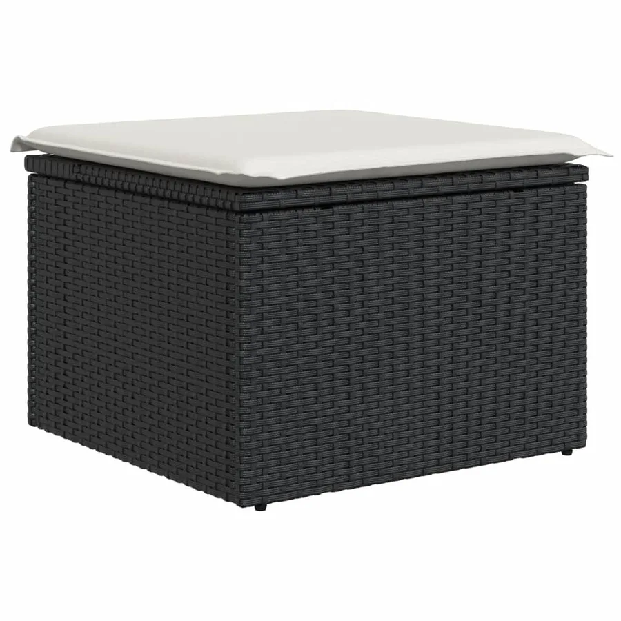 Salon de jardin 11 pcs avec coussins noir résine tressée - 10