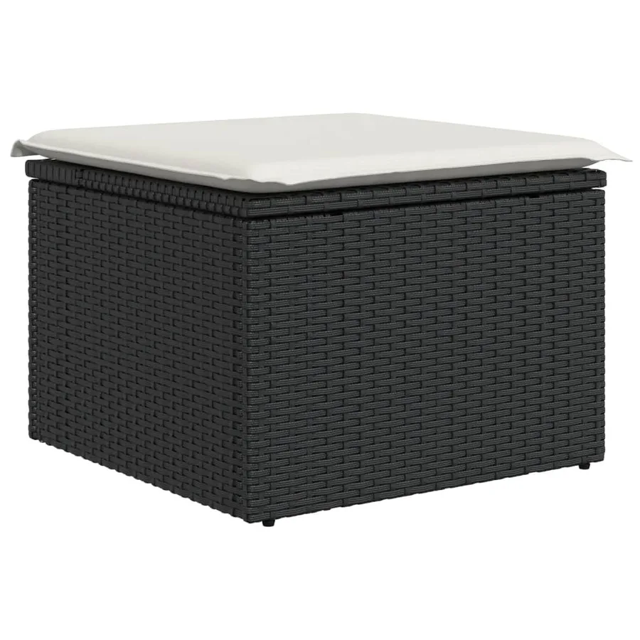 Salon de jardin 8 pcs avec coussins noir résine tressée - 10