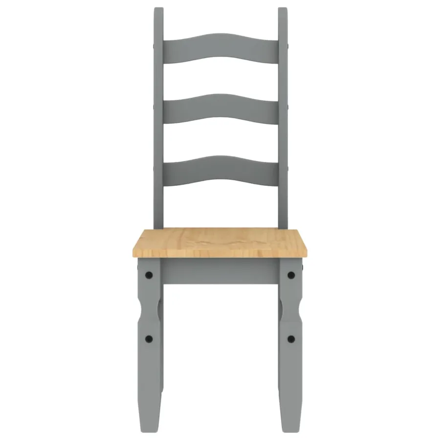 Chaises à manger lot de 2 Corona gris bois massif de pin - 4