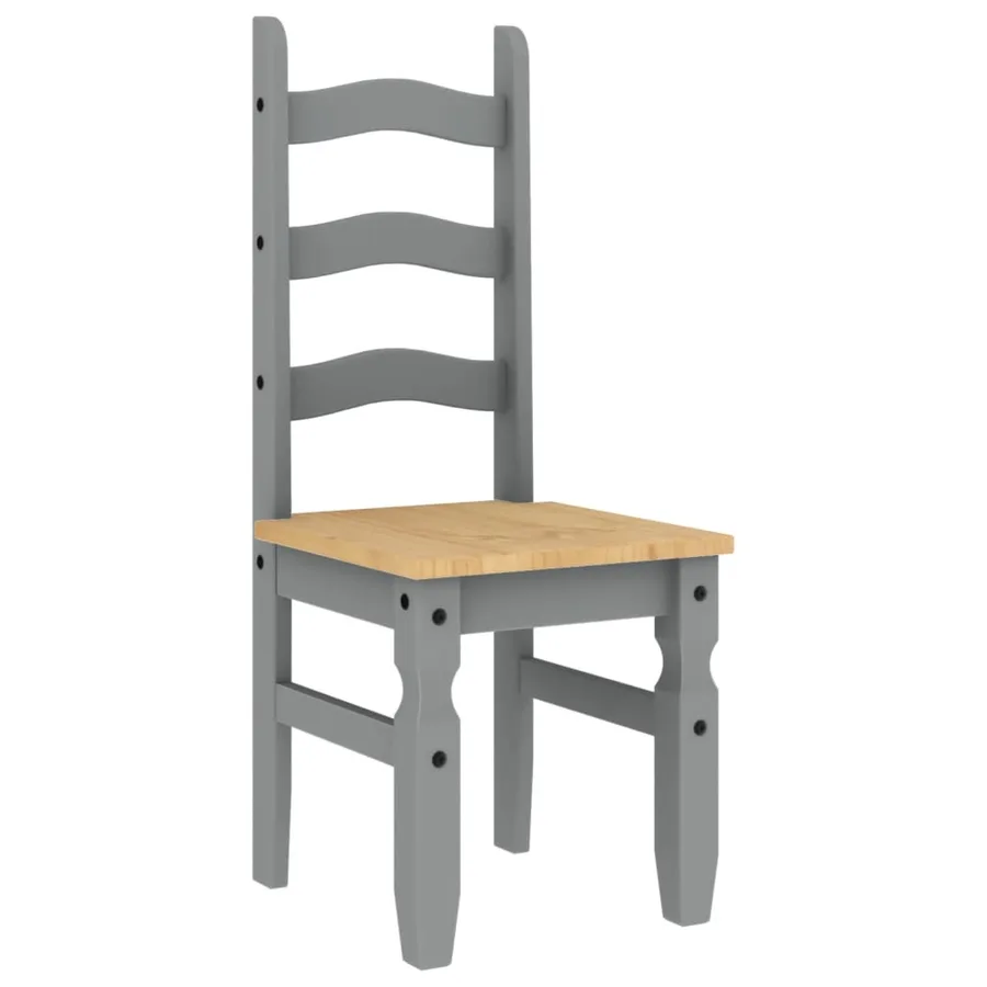 Chaises à manger lot de 2 Corona gris bois massif de pin - 5