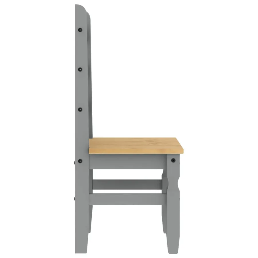Chaises à manger lot de 2 Corona gris bois massif de pin - 6