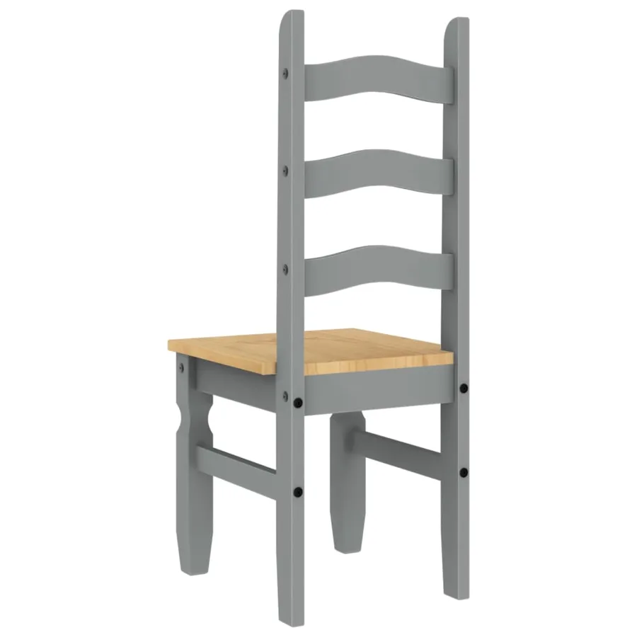 Chaises à manger lot de 2 Corona gris bois massif de pin - 7
