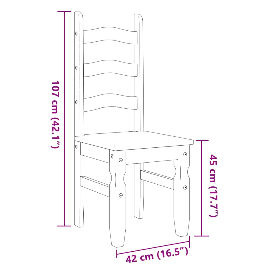 Chaises à manger lot de 2 Corona gris bois massif de pin - 9