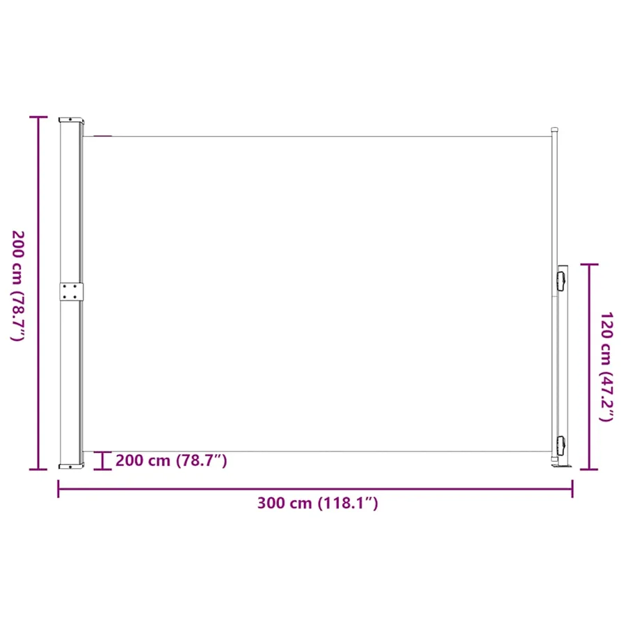 Auvent latéral rétractable de patio 200x300 cm Noir - 9