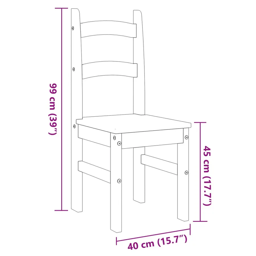 Chaises à manger lot de 2 40x46x99 cm bois massif de pin - 9