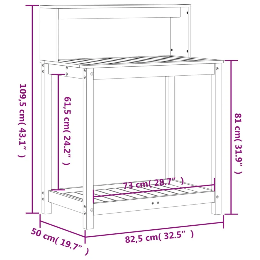 Table de rempotage avec étagères blanc bois massif de pin - 10