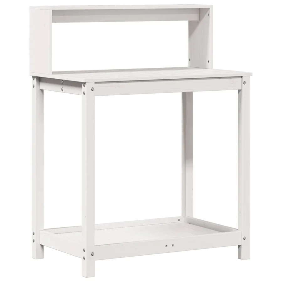 Table de rempotage avec étagères blanc bois massif de pin - 2