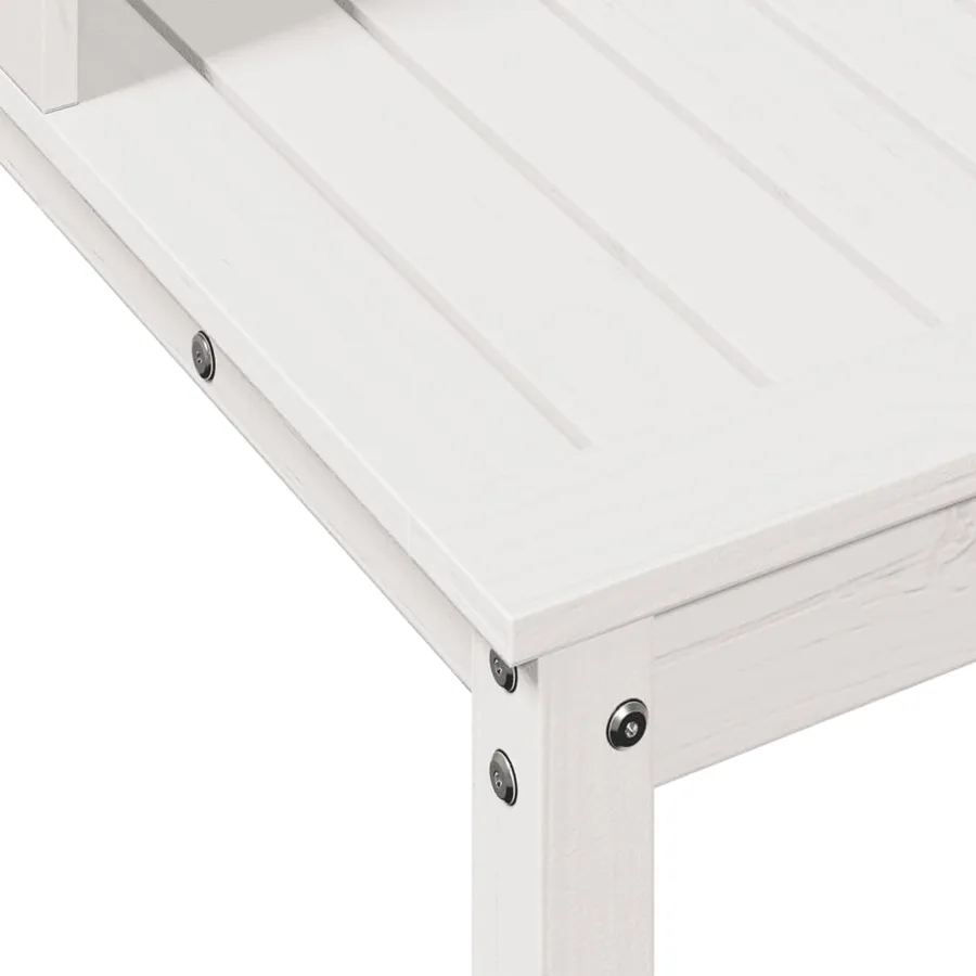 Table de rempotage avec étagères blanc bois massif de pin - 8