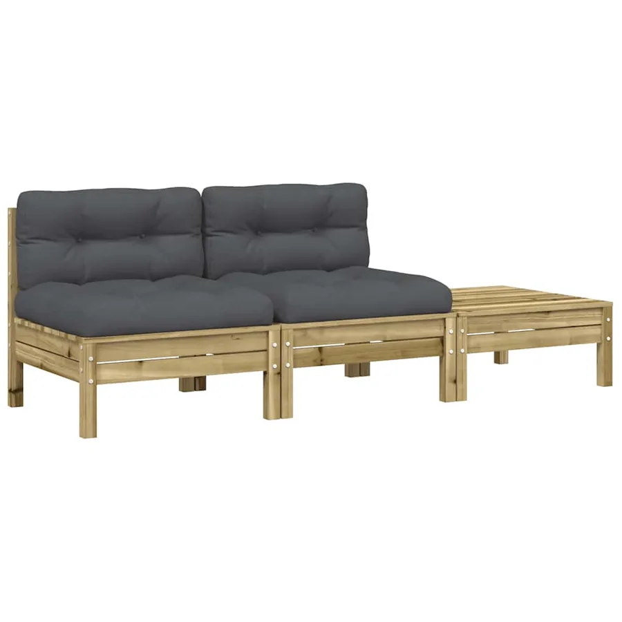 Canapé de jardin avec coussins et repose-pied 2 places - 2