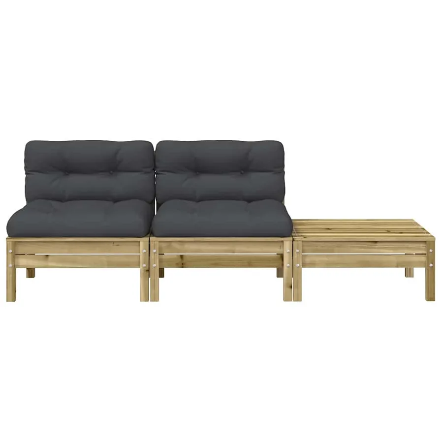 Canapé de jardin avec coussins et repose-pied 2 places - 5