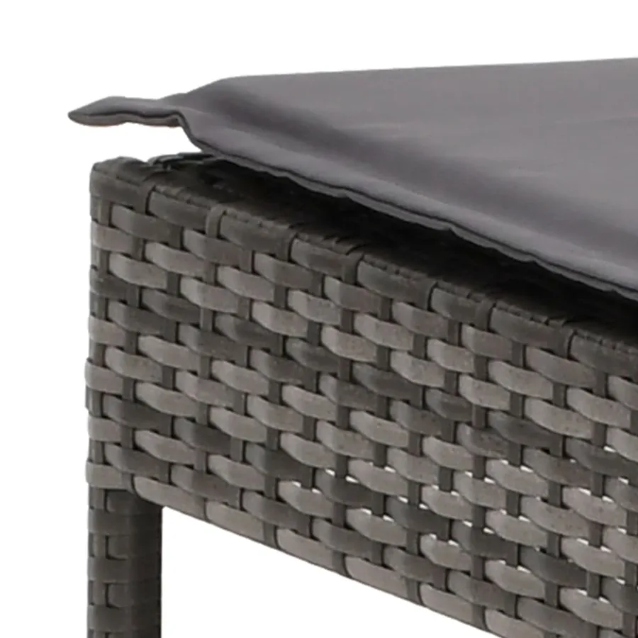 Chaises longues lot de 2 avec table et coussins gris poly rotin - 6